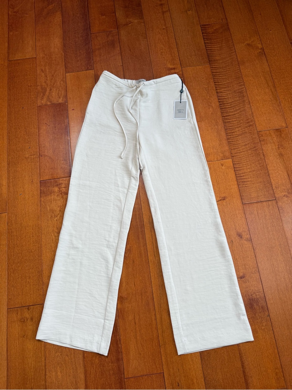 NWT AUTRES FILLES Straight Leg Drawstring Pants in Cream sz S